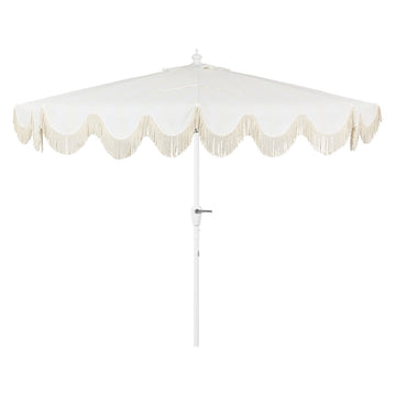Beverly 9 ft. Designer Classic Scalloped Fringe Half Market Patio Umbrella